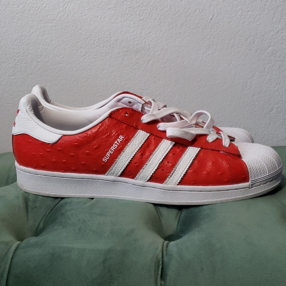 Adidas Mens Superstar Shoes - Red/White